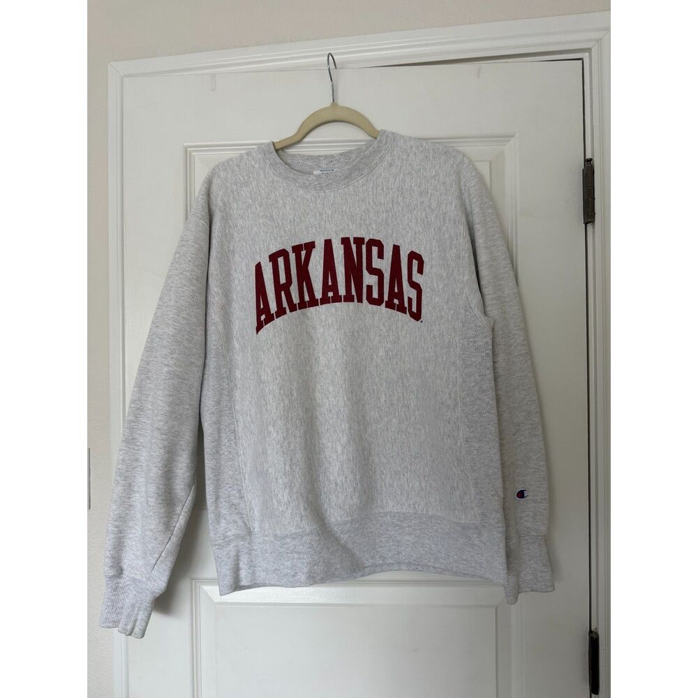 Champion University of Arkansas Razorbacks Heavyweight Crewneck Gray Medium